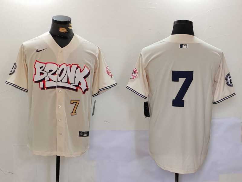 Mens New York Yankees #7 Mickey Mantle Cream Limited Stitched Baseball Jerseys1